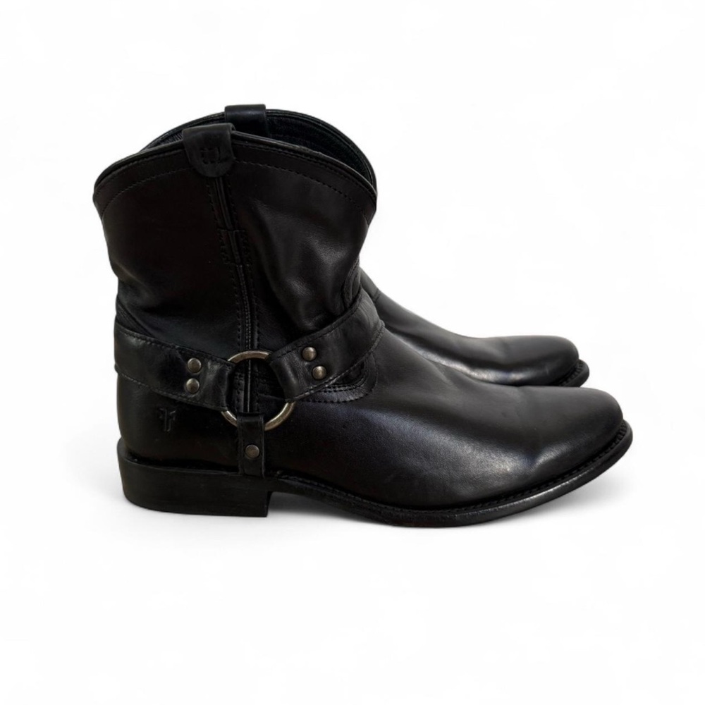Frye Black Leather Ankle Boots